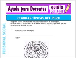 Modelo de la Ficha de Comidas típicas del Perú para Quinto de Primaria