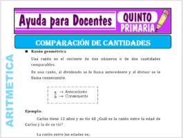 Modelo de la Ficha de Comparación de Cantidades para Quinto de Primaria