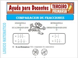 Modelo de la Ficha de Comparación de Fracciones para Tercero de Primaria