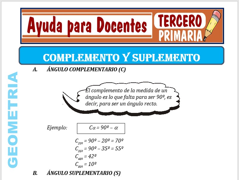 Modelo de la Ficha de Complemento y Suplemento. para Tercero de Primaria