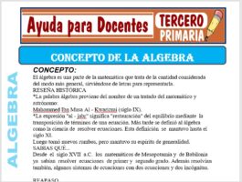 Modelo de la Ficha de Concepto a la Álgebra para Tercero de Primaria