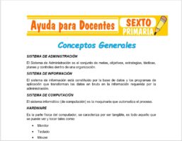Modelo de la Ficha de Conceptos Generales para Sexto de Primaria