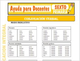 Modelo de la Ficha de Conjugación Verbal para Sexto de Primaria