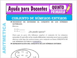 Modelo de la Ficha de Conjunto de Números Enteros para Quinto de Primaria