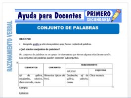 Modelo de la Ficha de Conjunto de Palabras para Primero de Secundaria