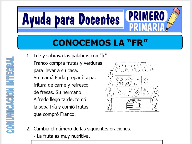 Modelo de la Ficha de Conocemos la FR para Primero de Primaria Modelo de la Ficha de Conocemos la FR para Primero de Primaria