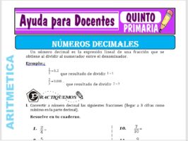Modelo de la Ficha de Conocemos los Números Decimales para Quinto de Primaria