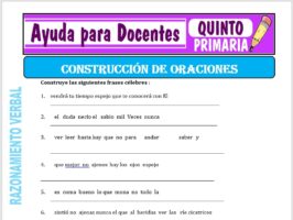 Modelo de la Ficha de Construcción de Oraciones para Quinto de Primaria