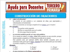 Modelo de la Ficha de Construcción de Oraciones para Tercero de Primaria