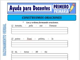 Modelo de la Ficha de Construimos Oraciones para Primero de Primaria