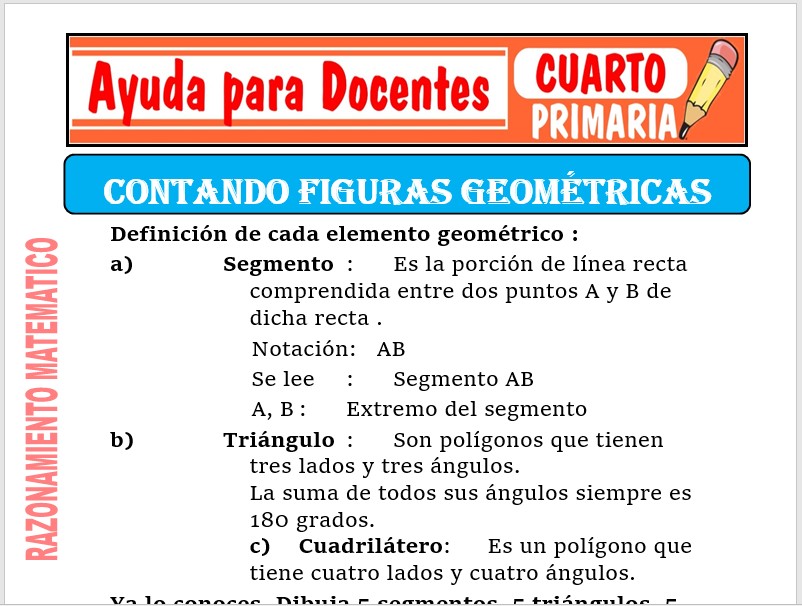 Modelo de la Ficha de Contando Figuras Geométricas para Cuarto de Primaria Modelo de la Ficha de Contando Figuras Geométricas para Cuarto de Primaria