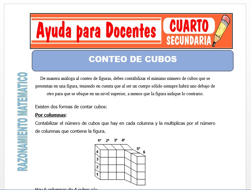 Modelo de la Ficha de Conteo de Cubos para Cuarto de Secundaria Modelo de la Ficha de Conteo de Cubos para Cuarto de Secundaria