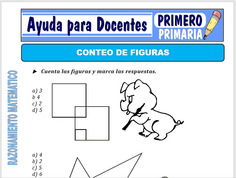 Modelo de la Ficha de Conteo de Figuras para Primero de Primaria Modelo de la Ficha de Conteo de Figuras para Primero de Primaria