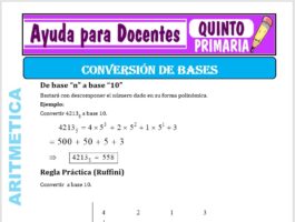 Modelo de la Ficha de Conversión de Bases para Quinto de Primaria
