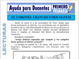 Modelo de la Ficha de Coronel Francisco Bolognesi para Primero de Primaria