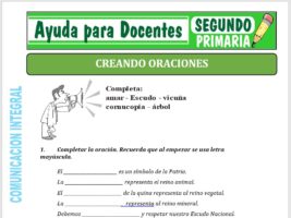 Modelo de la Ficha de Creando Oraciones para Segundo de Primaria