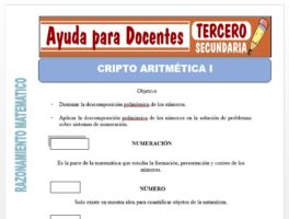 Modelo de la Ficha de Cripto Aritmética I para Tercero de Secundaria