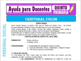 Modelo de la Ficha de Cristóbal Colón para Quinto de Primaria