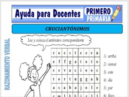 Modelo de la Ficha de Cruciantónimos para Primero de Primaria