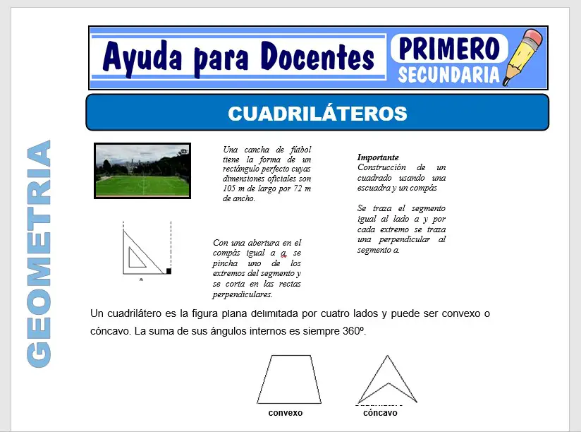 Modelo de la Ficha de Cuadriláteros para Primero de Secundaria