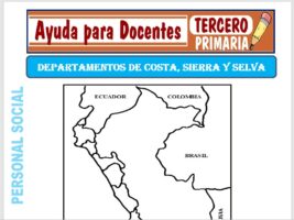 Modelo de la Ficha de Departamentos de la Costa, Sierra y Selva para Tercero de Primaria