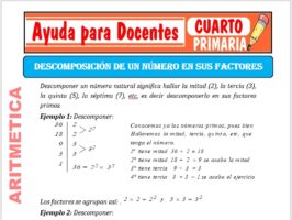 Modelo de la Ficha de Descomposición de un Número Primo en sus Factores para Cuarto de Primaria