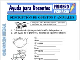 Modelo de la Ficha de Descripción de Objetos y Animales para Primero de Primaria