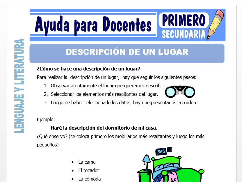 Modelo de la Ficha de Descripción de un Lugar para Primero de Secundaria