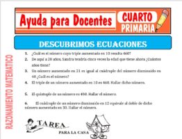 Modelo de la Ficha de Descubriendo Ecuaciones para Cuarto de Primaria