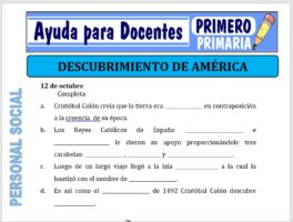 Modelo de la Ficha de Descubrimiento de América para Primero de Primaria