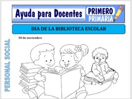Modelo de la Ficha de Dia de la Biblioteca Escolar para Primero de Primaria