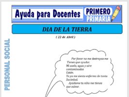 Modelo de la Ficha de Dia de la Tierra para Primero de Primaria