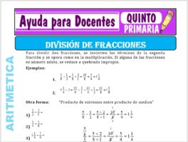 Modelo de la Ficha de División de Fracciones para Quinto de Primaria