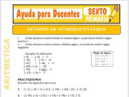 Modelo de la Ficha de División de Números Enteros para Sexto de Primaria