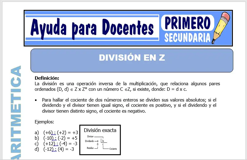 Modelo de la Ficha de División en Z para Primero de Secundaria