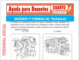 Modelo de la Ficha de División y Formas de Trabajo para Cuarto de Primaria