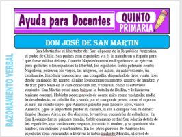 Modelo de la Ficha de Don José de San Martin para Quinto de Primaria