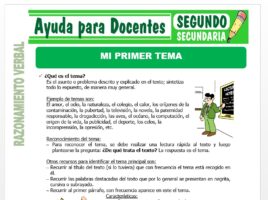 Modelo de la Ficha de Ei Primer Tema para Segundo de Secundaria