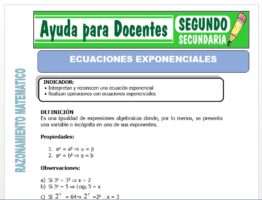 Modelo de la Ficha de Ecuaciones Exponenciales para Segundo de Secundaria
