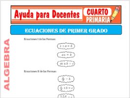 Modelo de la Ficha de Ecuaciones de Primer Grado para Cuarto de Primaria