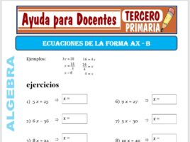 Modelo de la Ficha de Ecuaciones de la Forma para Tercero de Primaria