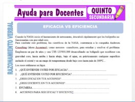Modelo de la Ficha de Eficacia vs Eficiencia para Quinto de Secundaria