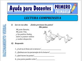 Modelo de la Ficha de Ejemplos de Lectura Comprensiva para Primero de Primaria