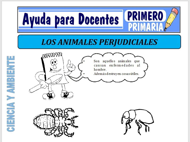 Modelo de la Ficha de Ejemplos de Animales Perjudiciales para Primero de Primaria