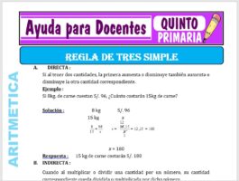 Modelo de la Ficha de Regla de Tres Simple para Quinto de Primaria