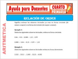 Modelo de la Ficha de Relación de Orden para Cuarto de Primaria
