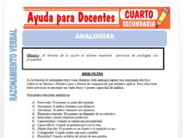 Modelo de la Ficha de Ejercicios de Analogías para Cuarto de Secundaria
