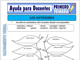Modelo de la Ficha de Ejercicios de Antónimos para Primero de Primaria