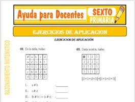 Modelo de la Ficha de Ejercicios de Aplicación para Sexto de Primaria