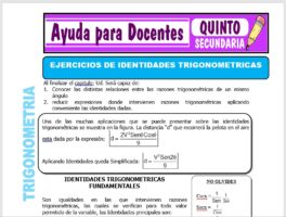 Modelo de la Ficha de Ejercicios de Identidades Trigonométricas para Quinto de Secundaria